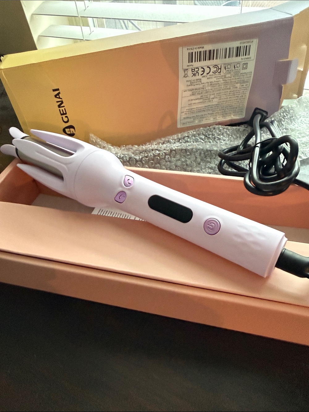 Pink Ceramic Curling Iron - 3-Prong Electric Styling Wand
